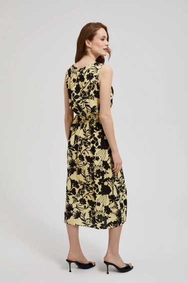 Sukienka midi w kwiaty żółta