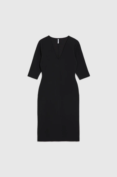 Gładka sukienka z dekoltem w serek czarna