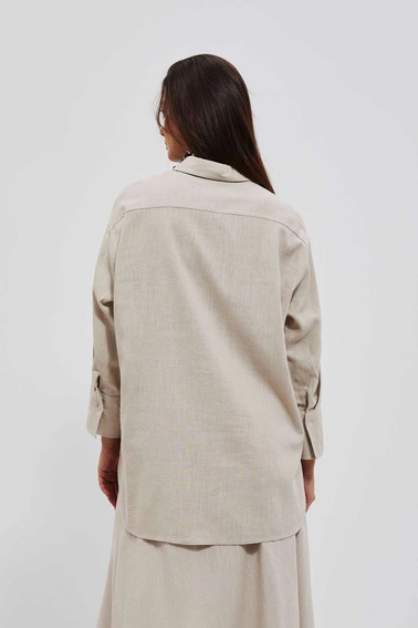 Lniana koszula ciemnobeżowa