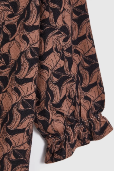 Sweter z krótkimi rękawami brązowy