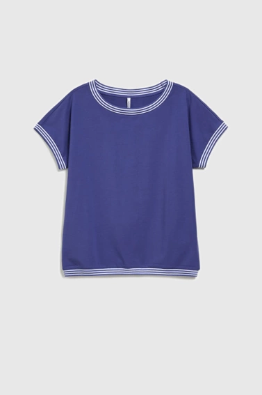 Bluzka z paskami na dekolcie i ramionach fioletowa