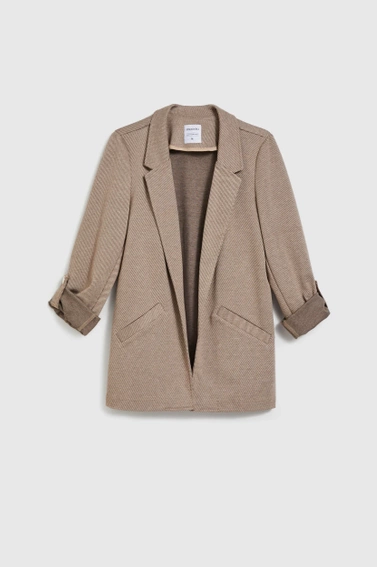 Marynarka z podwijanymi rękawami beżowa 