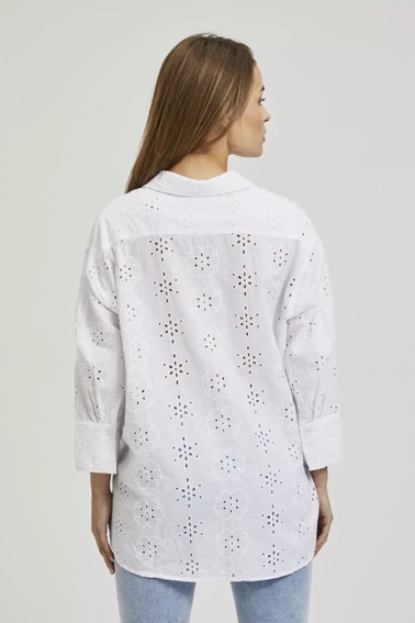 Koszula oversize z rękawami 3/4 biała