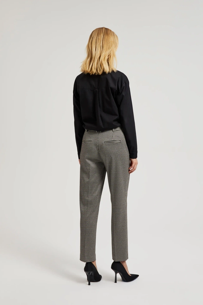 Eleganckie spodnie w pepitkę beżowe