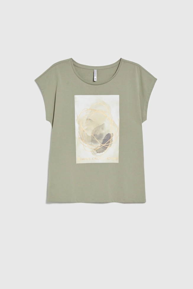T-shirt z nadrukiem oliwkowy