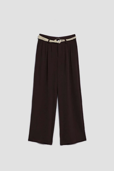 Spodnie z szerokimi nogawkami ciemnobrązowe