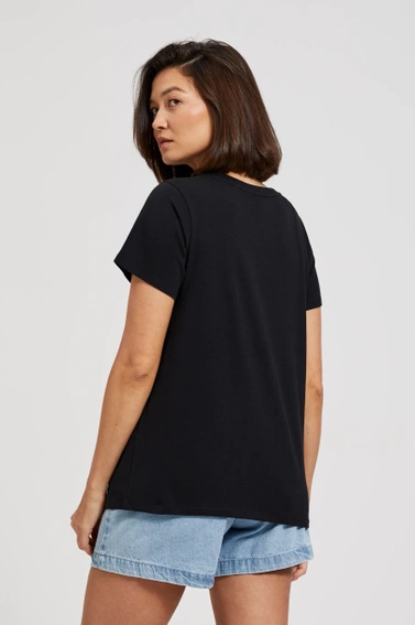 Bawełniana bluzka z dżetami czarna 