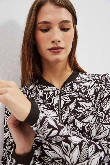 Bomberka z printem ciemnbrązowa