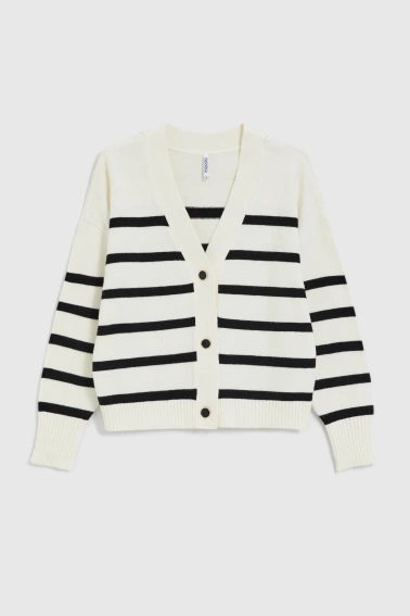 Kardigan w paski ecru