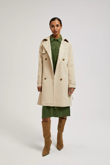 Trencz z paskiem beżowy