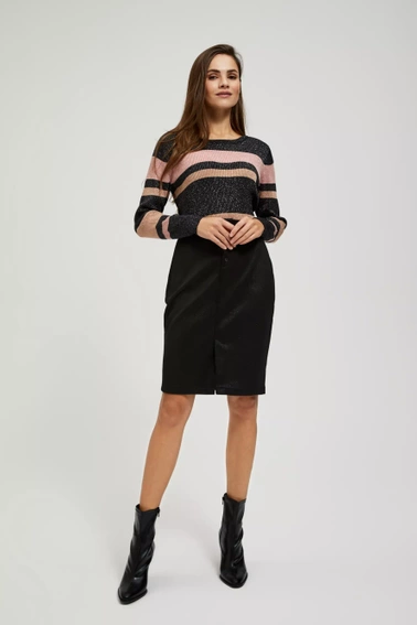 Ołówkowa spódnica z ozdobnymi guzikami czarna