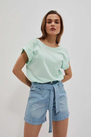 T-shirt z odkrytymi plecami miętowy