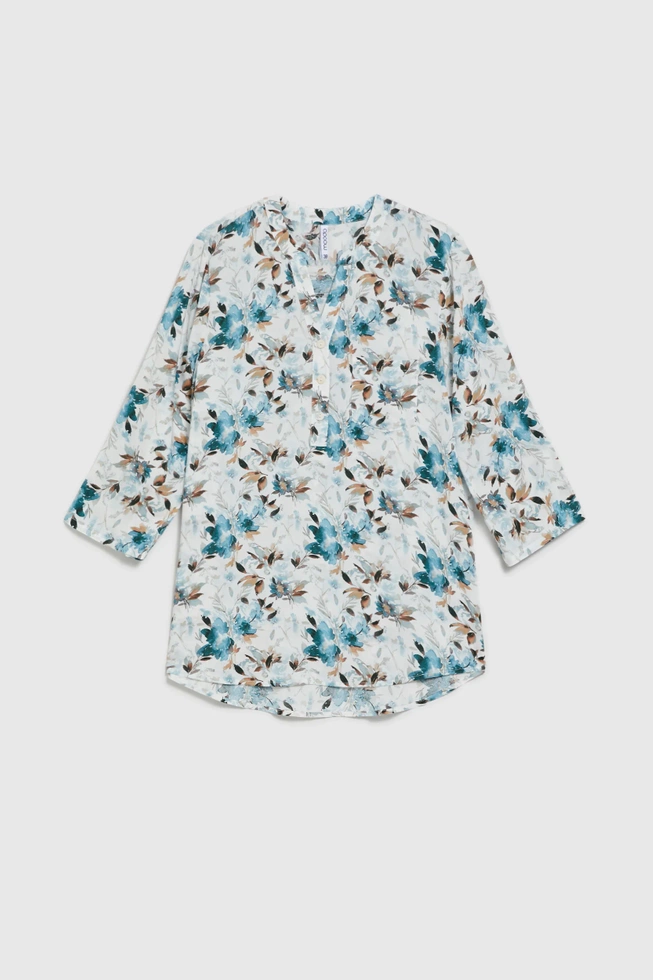 Wiskozowa koszula z kwiatowym wzorem zielona