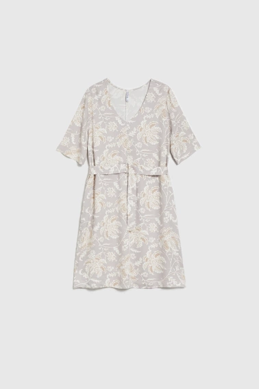 Wiskozowa sukienka z paskiem różowa