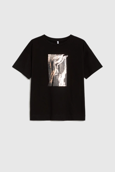 Bawełniany t-shirt z nadrukiem czarny
