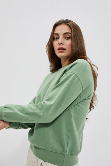 Bluza z dekoltem na plecach oliwkowa