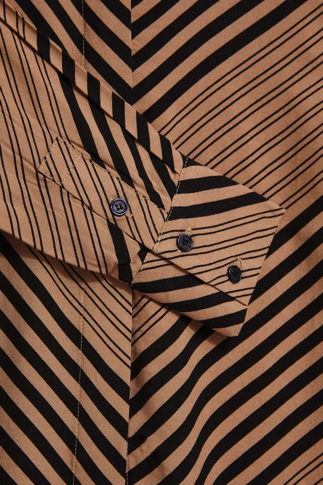 Koszula w paski ciemnobeżowa