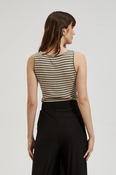 Dopasowany top w paski beżowy