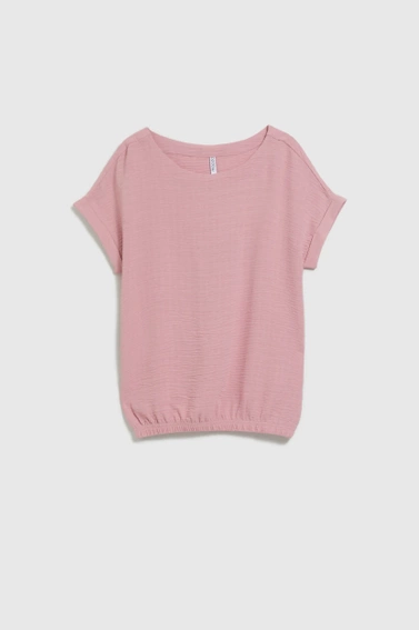 Koszula z krótkimi podwiniętymi rękawami różowa