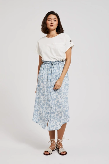 Bluzka z kieszonką i okrągłym dekoltem biała