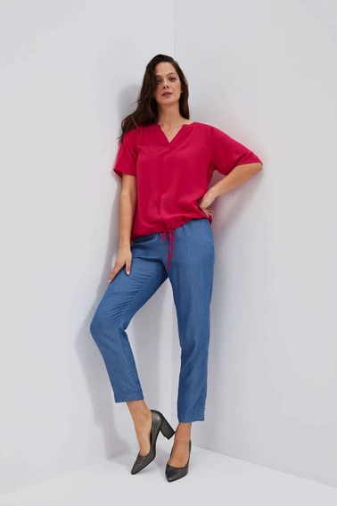 Koszula z wiązaniem truskawkowa