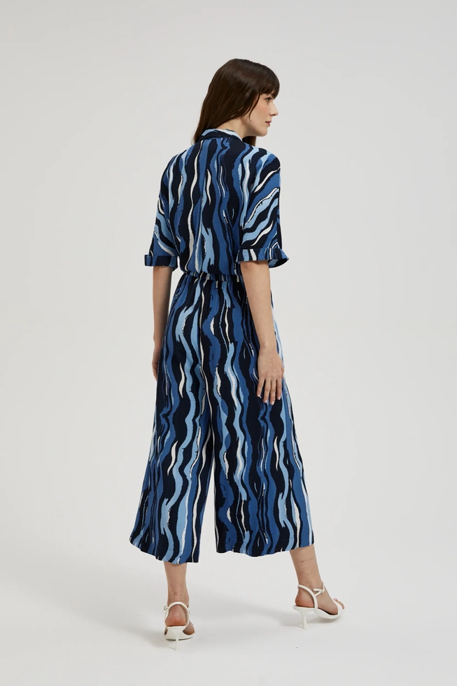 Wzorzyste spodnie kuloty niebieskie