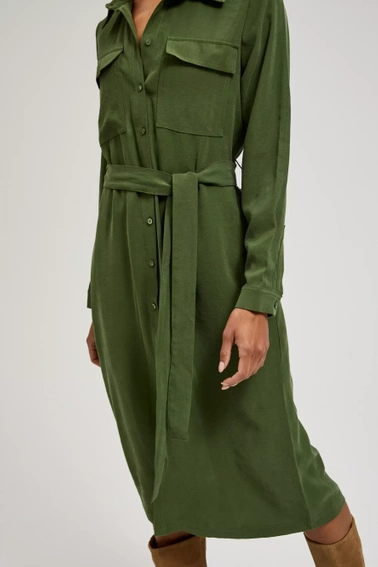 Sukienka typu szmizjerka z długimi rękawami khaki