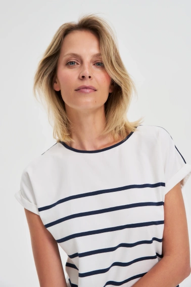 Bawełniana bluzka w paski granatowa