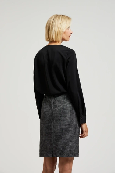 Gładka koszula z ozdobnymi guzikami czarna