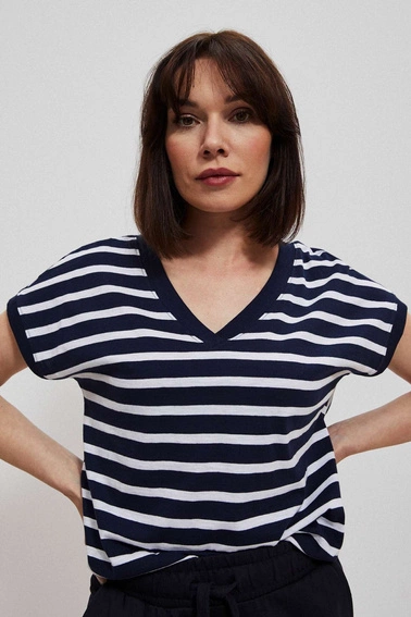 Bawełniana bluzka w paski granatowa