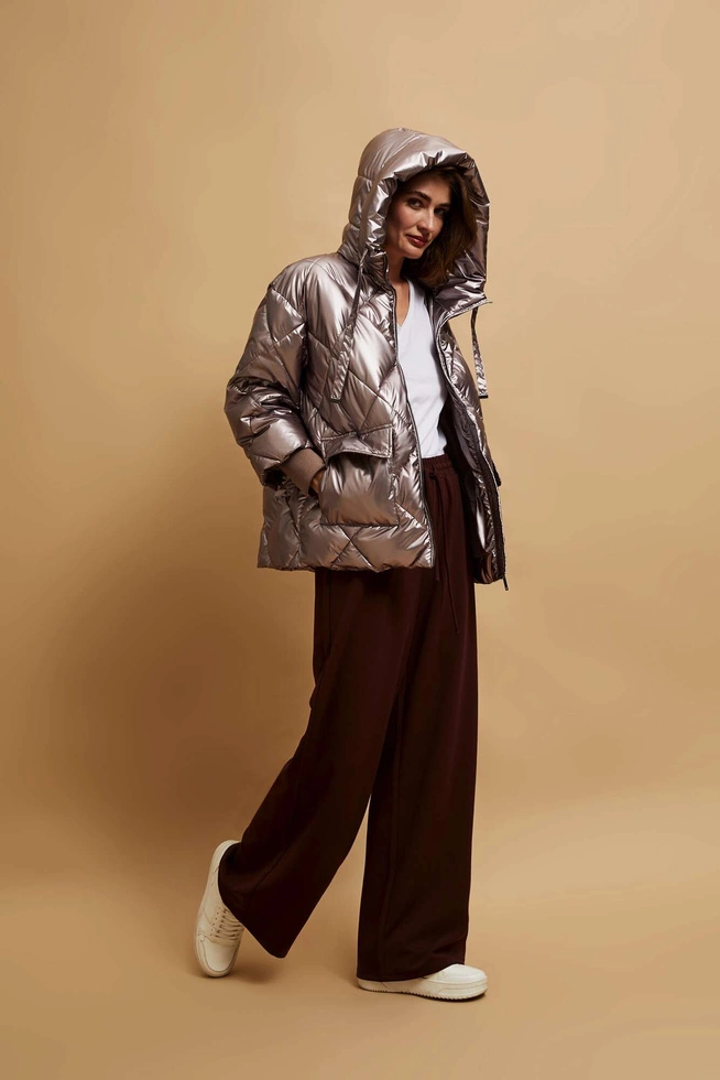 Metaliczna pikowana kurtka