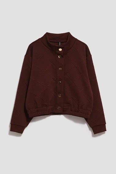 Bluza z ozdobnymi guzikami brązowa