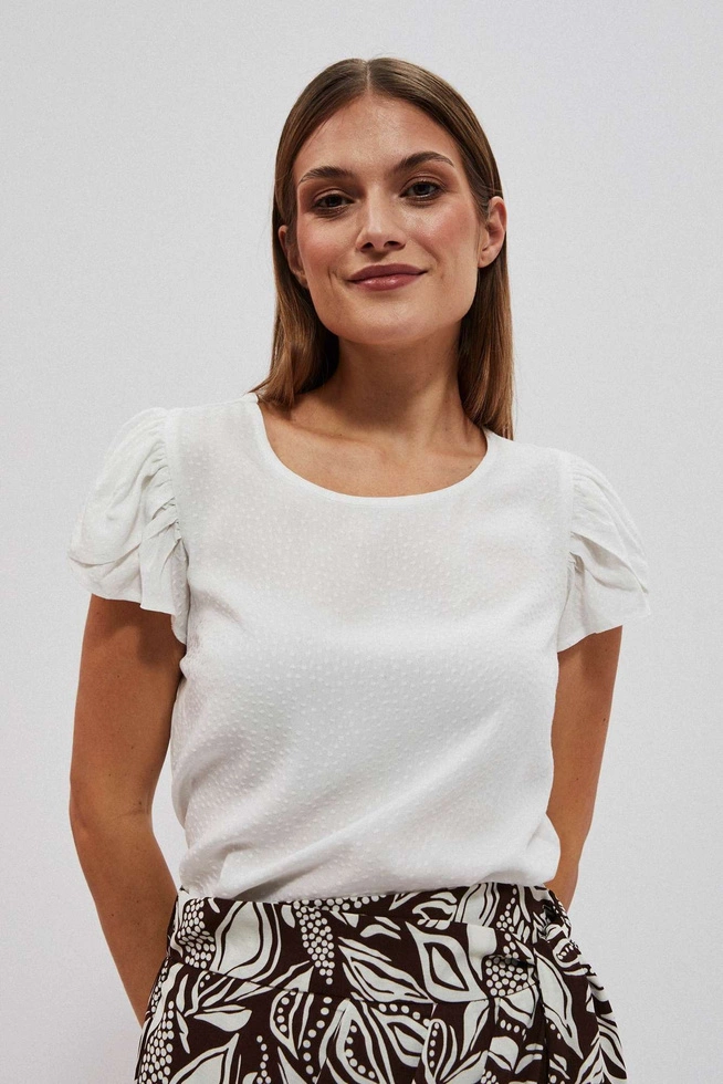 Koszula z ozdobnymi rękawami perłowa