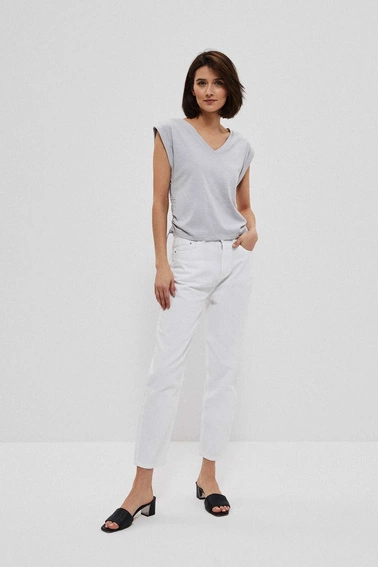 Bawełniana bluzka ze ściągaczem szara