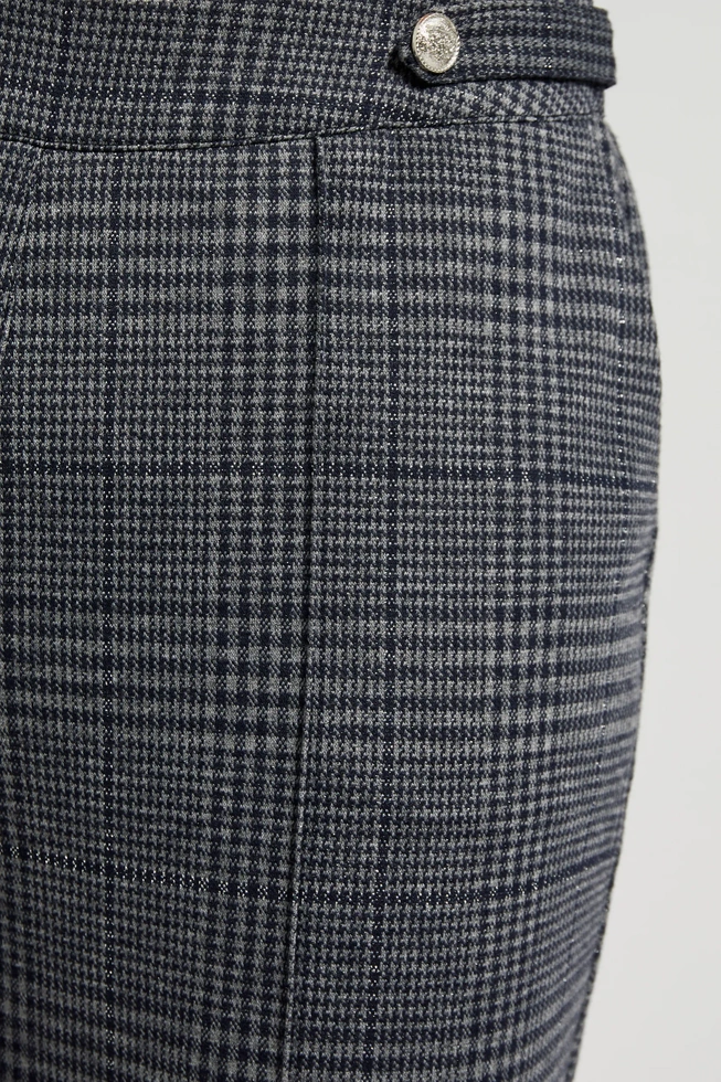 Spodnie w kratkę z prostymi nogawkami szare