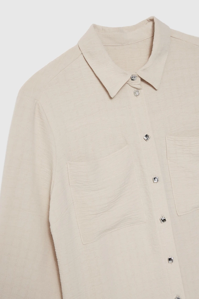 Koszula z ozdobymi guzikami beżowa