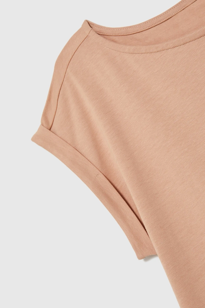 T-shirt z okrągłym dekoltem beżowy