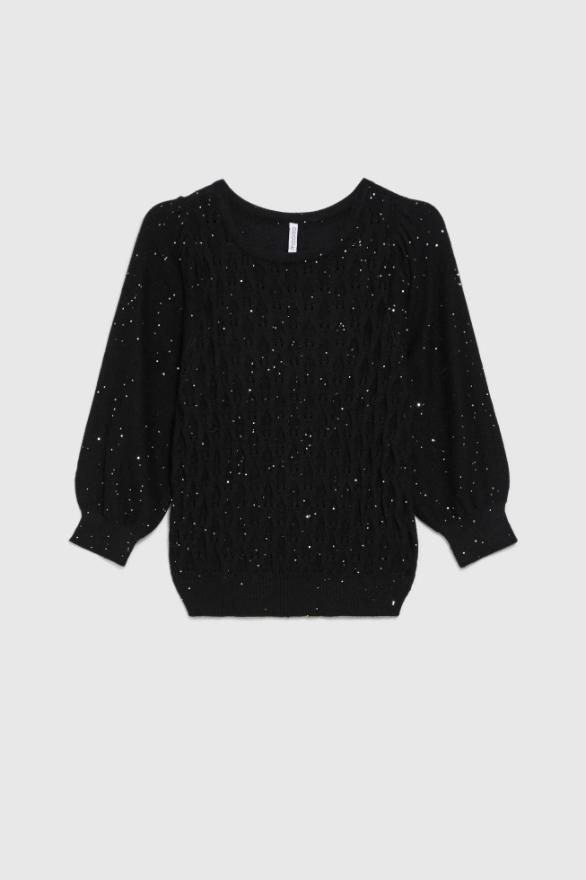 Sweter z cekinami czarny