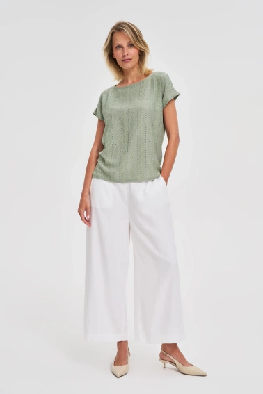 Bluzka z krótkimi rękawami oliwkowa