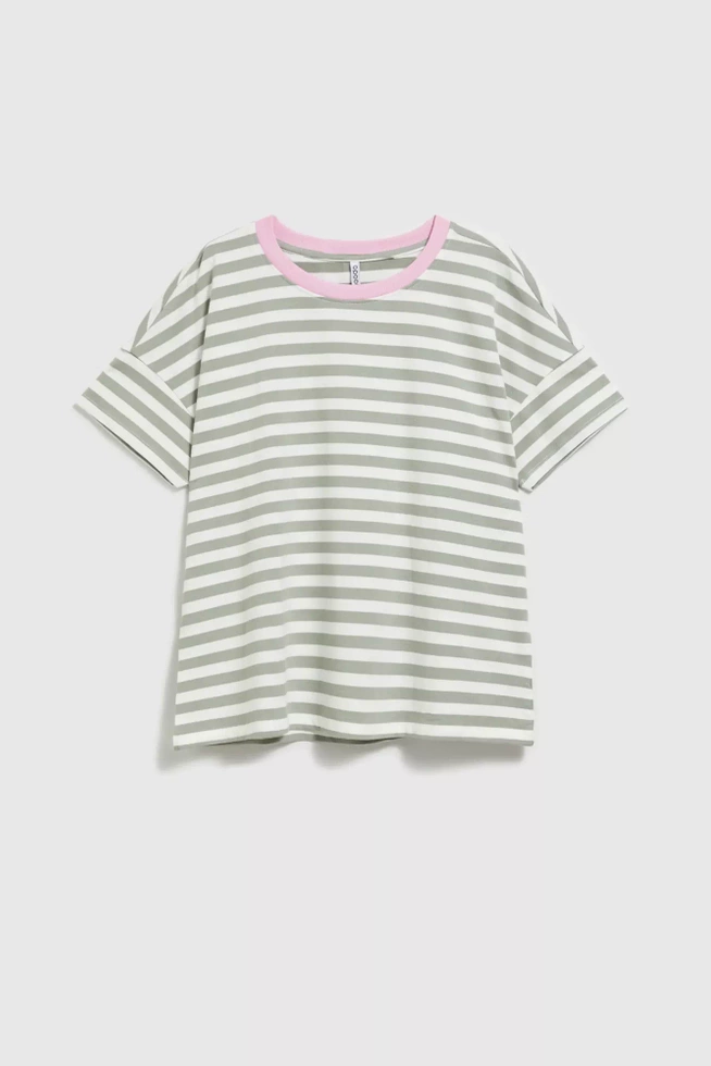 Bluza w paski oliwkowa