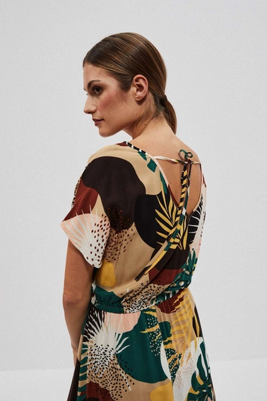 Wzorzysta sukienka maxi ciemnobeżowa