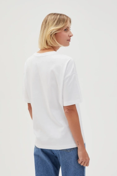 Bawełniany biały t-shirt z napisem