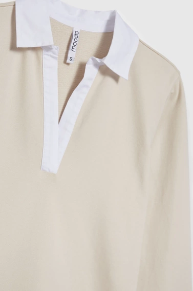 Bluza z kołnierzykiem beżowa