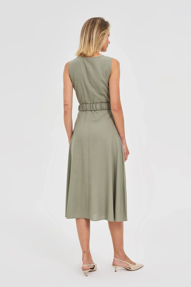 Sukienka z paskiem oliwkowa