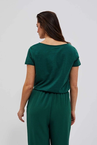 T-shirt oversize z kieszonką malahitowy