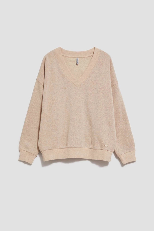 Bluza z dekoltem w serek piaskowa