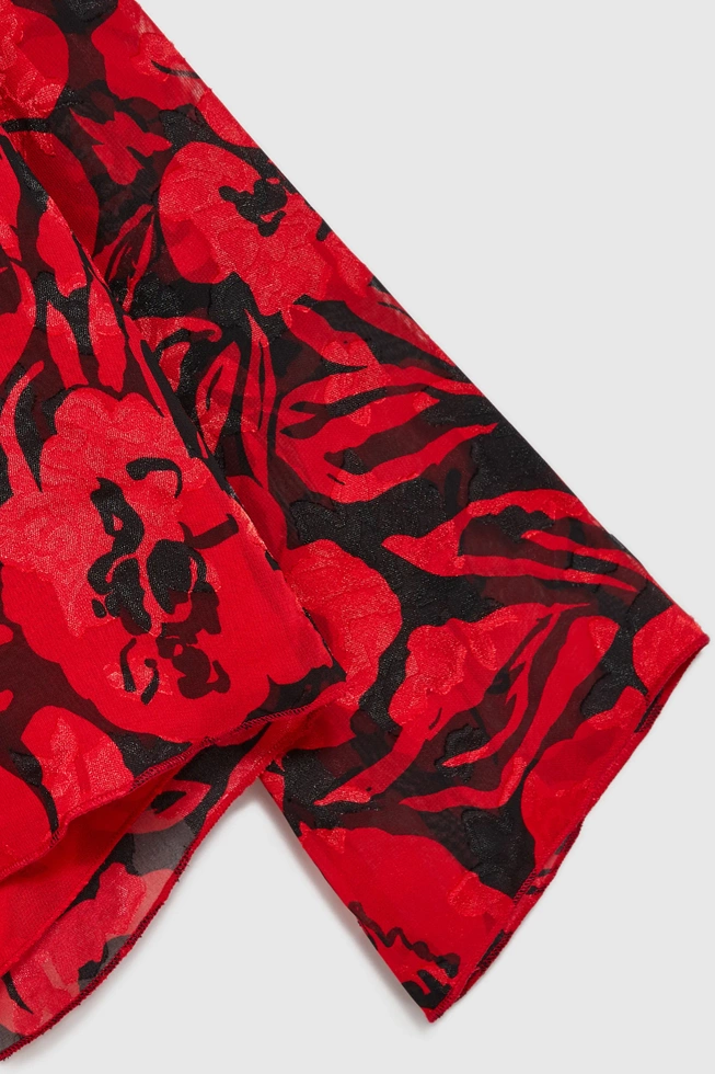 Koszula z wzorem kwiatów i szerokimi rękawami czarna