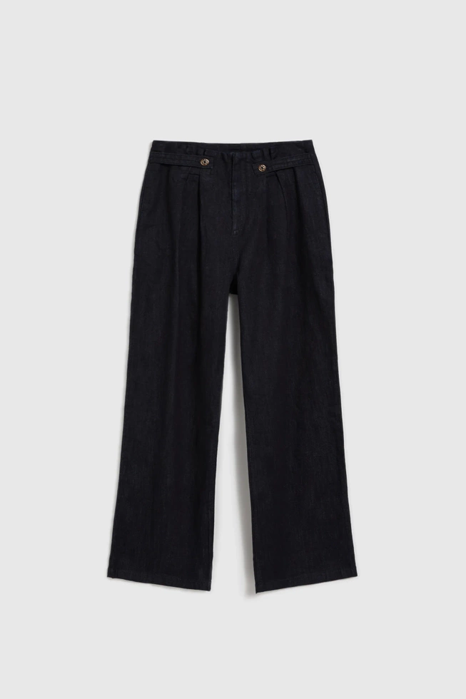 Jeansy z szerokimi nogawkami granatowe