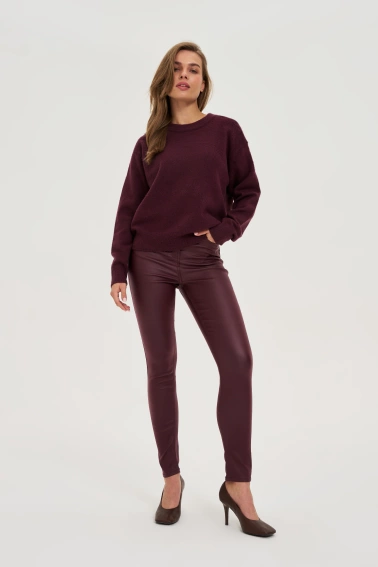 Gładki sweter burgundowy 