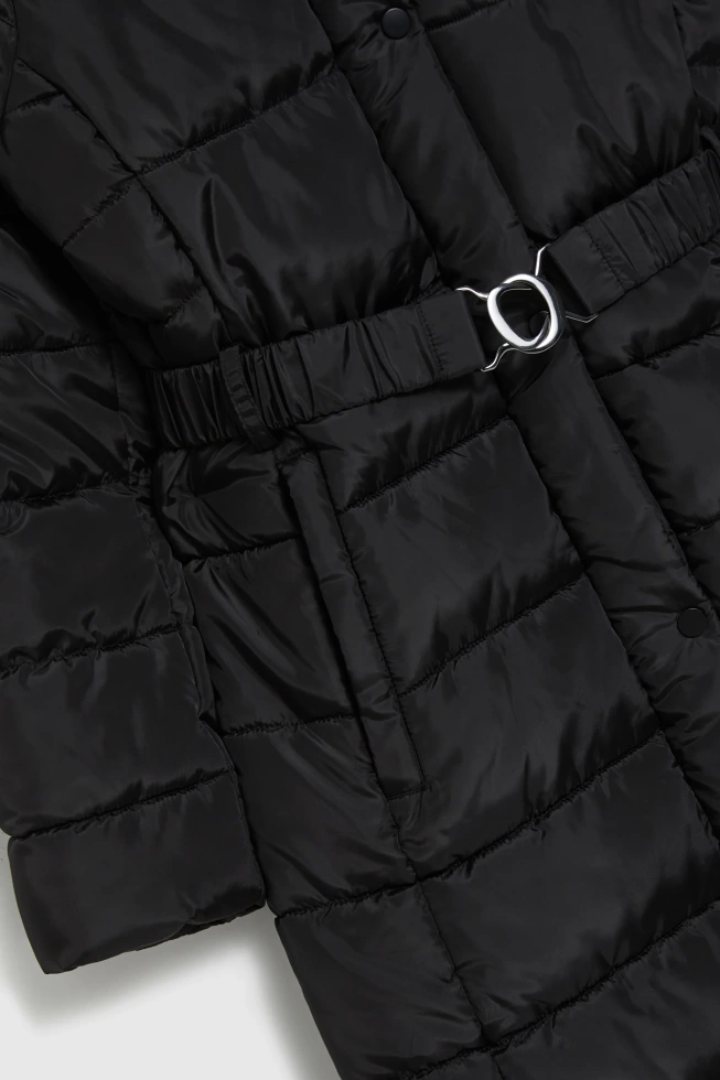 Długa kurtka z kapturem czarna